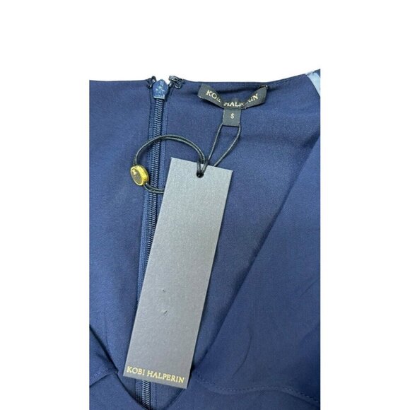 Kobi Halperin Sz 6 Shift Dress Blue Silk Long Flutter Sleeve Classic Luxury Boho - Picture 4 of 6